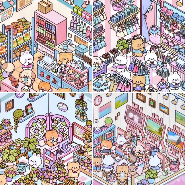 Sticker 3D Diorama Stores