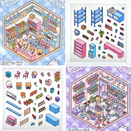Sticker 3D Diorama Stores