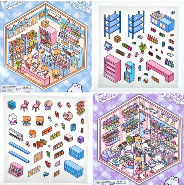 Sticker 3D Diorama Stores