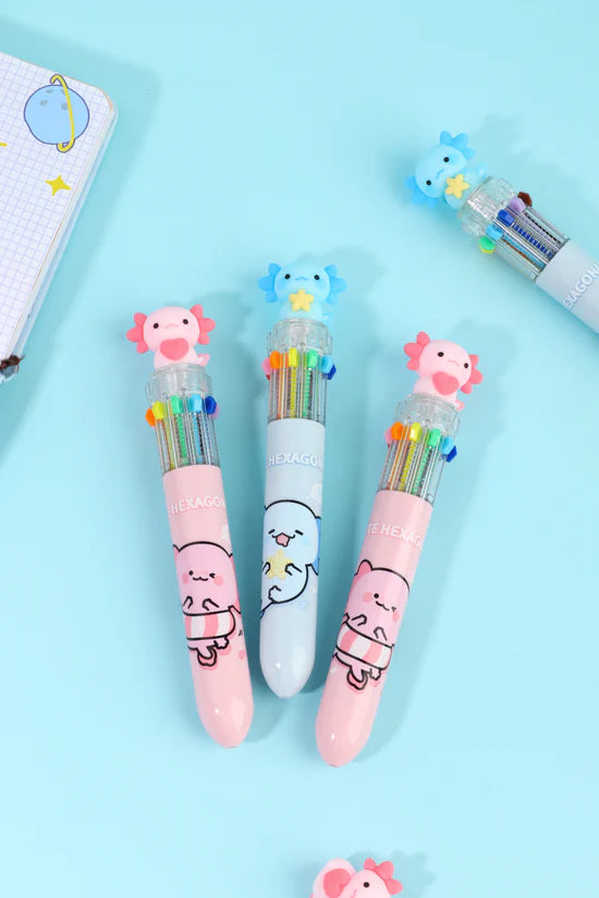 Pen Axolotl 10 Colors Ball Pen