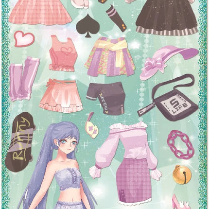 Sticker Dress Up Purple Hair