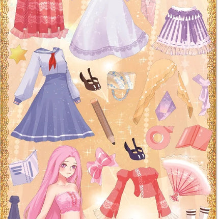 Sticker Dress Up Pink Hair