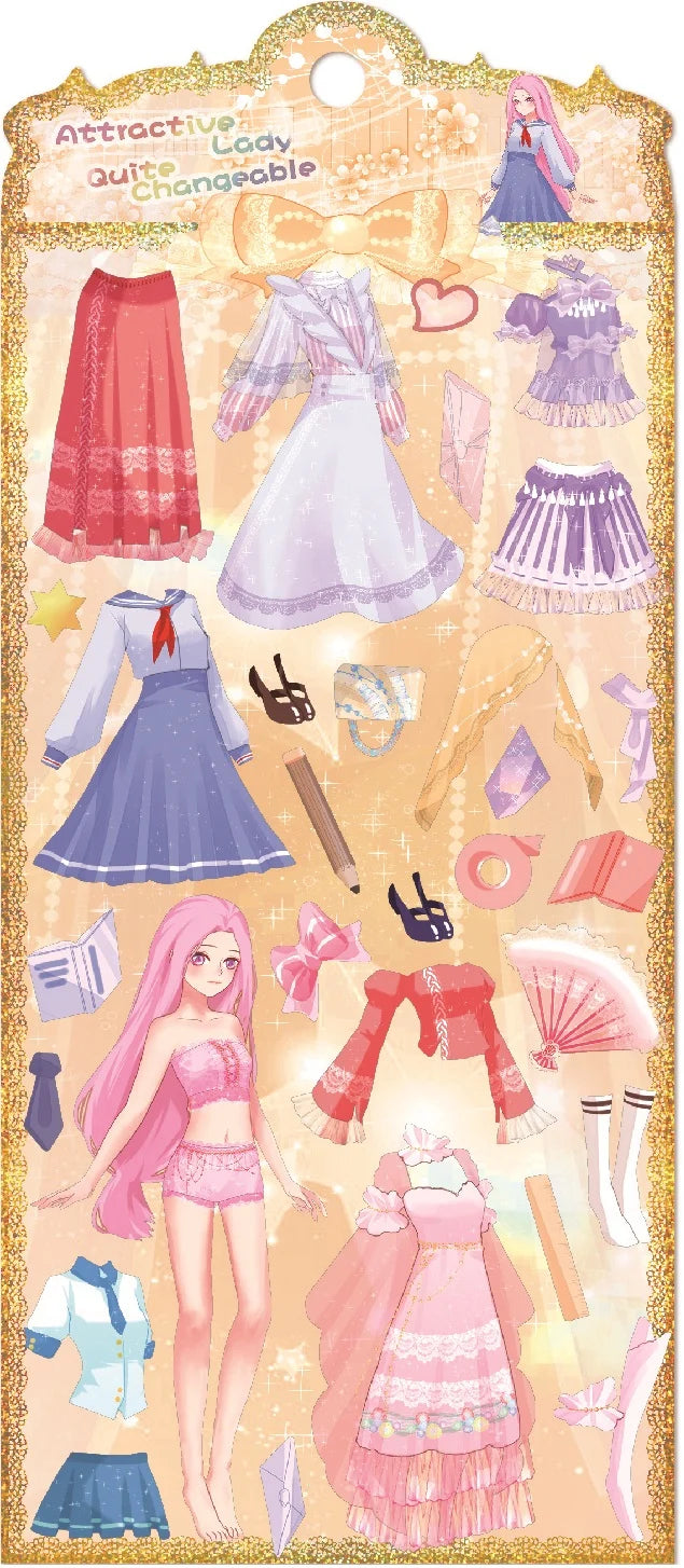 Sticker Dress Up Pink Hair