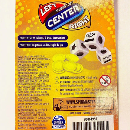 Left Right Center Dice Travel Game