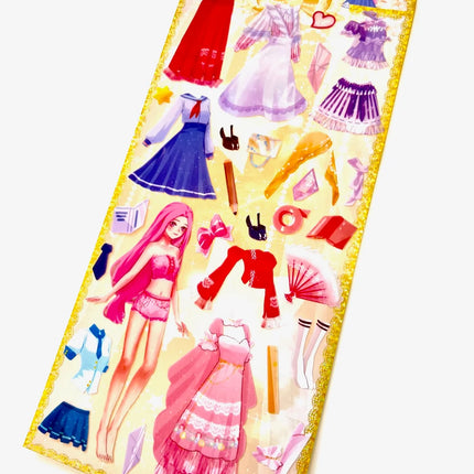 Sticker Dress Up Pink Hair