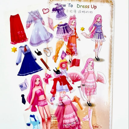 Sticker Dress Up Pink Hair