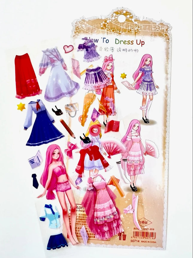 Sticker Dress Up Pink Hair