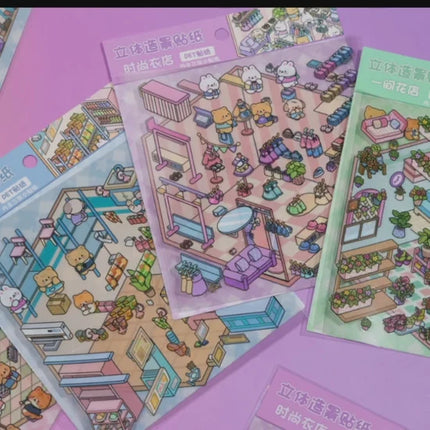 Sticker 3D Diorama Stores